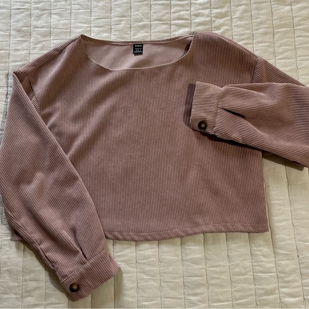 SHEIN Pink Boxy Crop Blouse